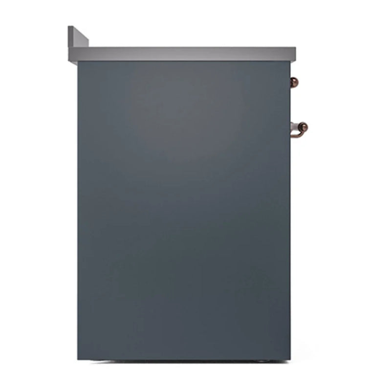 ILVE Nostalgie II Noblesse 30" Induction Freestanding Range in Blue Grey with Copper Trim, UNI304QNMPBGP