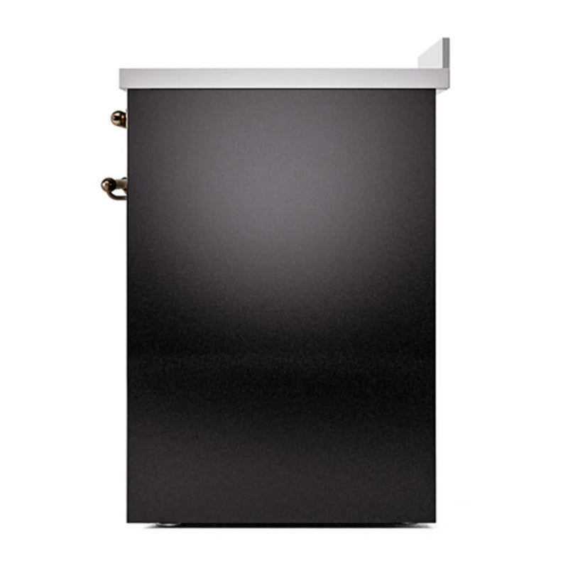 ILVE Nostalgie II Noblesse 30" Induction Freestanding Range in Glossy Black with Burnished Trim, UNI304QNMPBKB