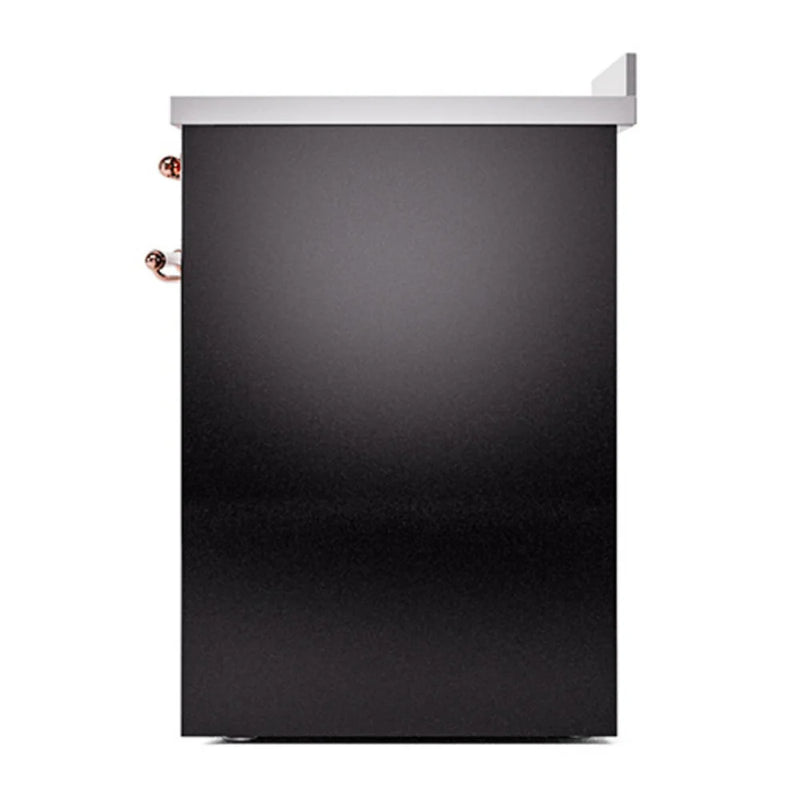 ILVE Nostalgie II Noblesse 30" Induction Freestanding Range in Glossy Black with Copper Trim, UNI304QNMPBKP