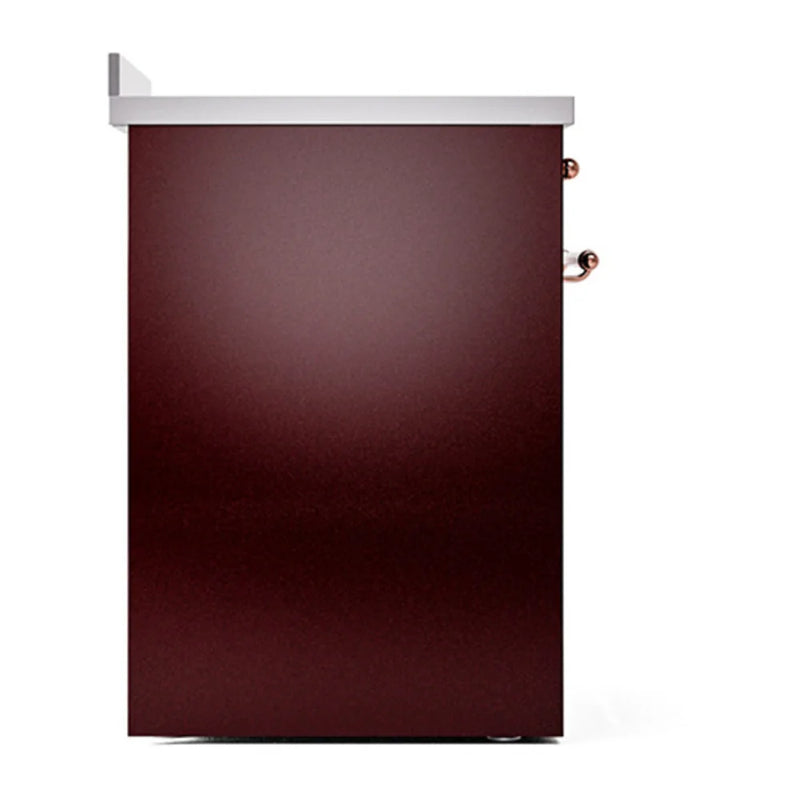 ILVE Nostalgie II Noblesse 30" Induction Freestanding Range in Burgundy with Copper Trim, UNI304QNMPBUP