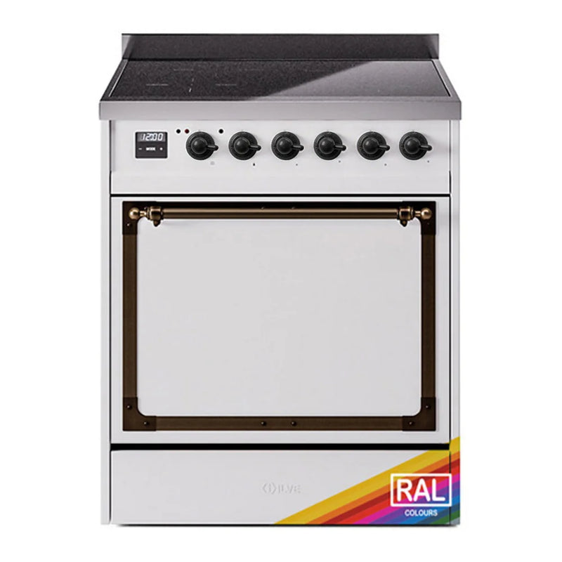 ILVE Nostalgie II Noblesse 30" Induction Freestanding Range in RAL Color with Burnished Trim, UNI304QNMPRAB