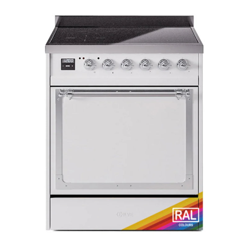 ILVE Nostalgie II Noblesse 30" Induction Freestanding Range in RAL Color with Chrome Trim, UNI304QNMPRAC