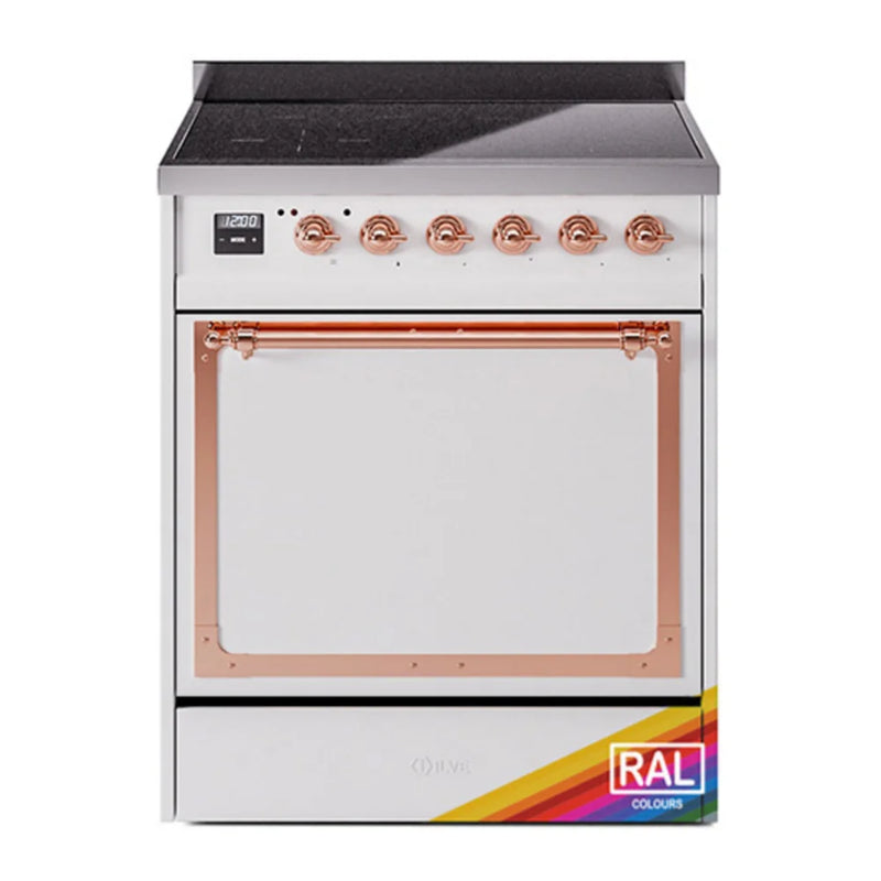 ILVE Nostalgie II Noblesse 30" Electric Freestanding Range in RAL Color with Copper Trim, UNI304QNMPRAP