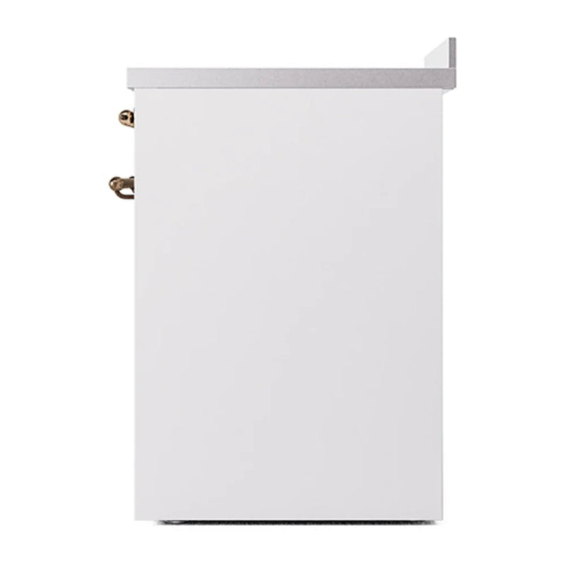ILVE Nostalgie II Noblesse 30" Induction Freestanding Range in White with Burnished Trim, UNI304QNMPWHB