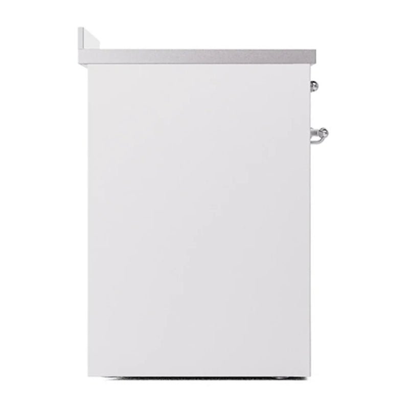 ILVE Nostalgie II Noblesse 30" Induction Freestanding Range in White with Brass Trim, UNI304QNMPWHG