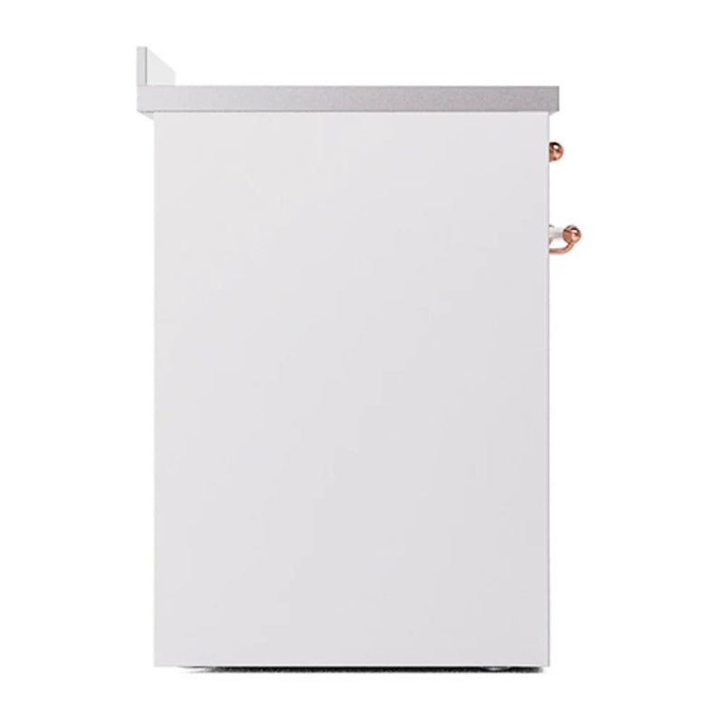 ILVE Nostalgie II Noblesse 30" Induction Freestanding Range in White with Copper Trim, UNI304QNMPWHP
