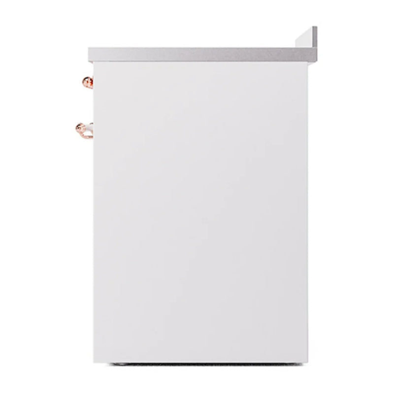 ILVE Nostalgie II Noblesse 30" Induction Freestanding Range in White with Copper Trim, UNI304QNMPWHP