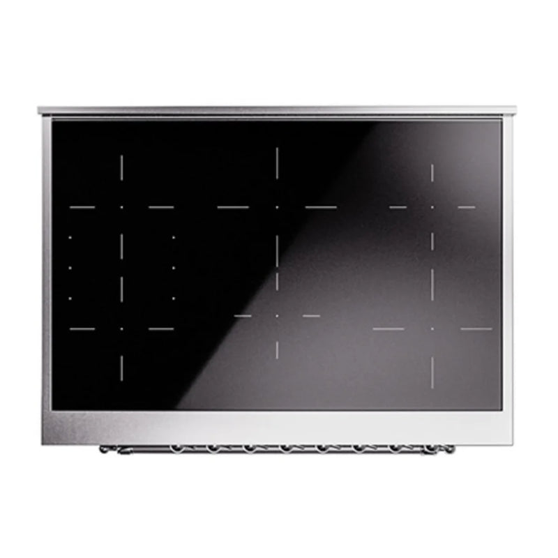ILVE Nostalgie II Noblesse 36" Induction Freestanding Range in Glossy Black with Chrome Trim, UNI366NMPBKC