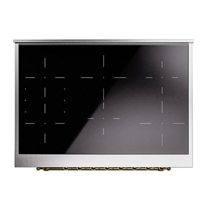ILVE Nostalgie II Noblesse 36" Induction Freestanding Range in Graphite Matte with Brass Trim, UNI366NMPMGG