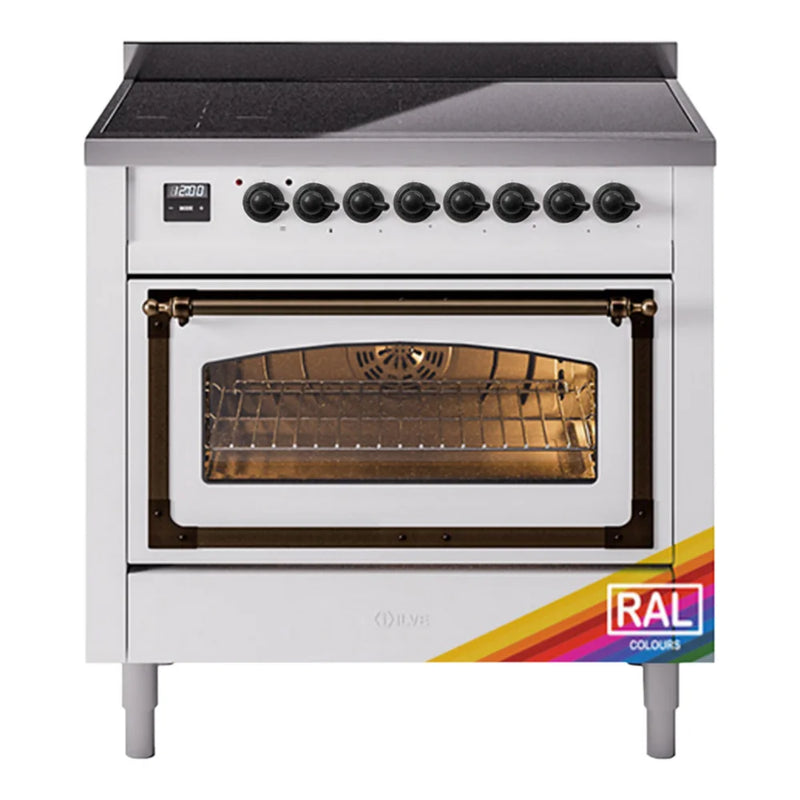 ILVE Nostalgie II Noblesse 36" Induction Freestanding Range in RAL Color with Burnished Trim, UNI366NMPRAB