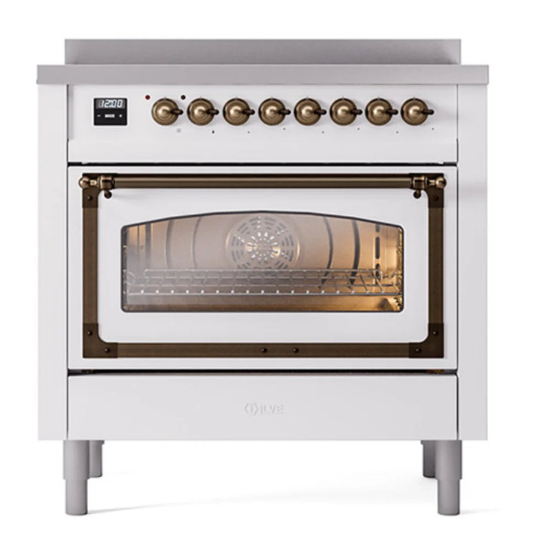 ILVE Nostalgie II Noblesse 36" Induction Freestanding Range in RAL Color with Burnished Trim, UNI366NMPRAB