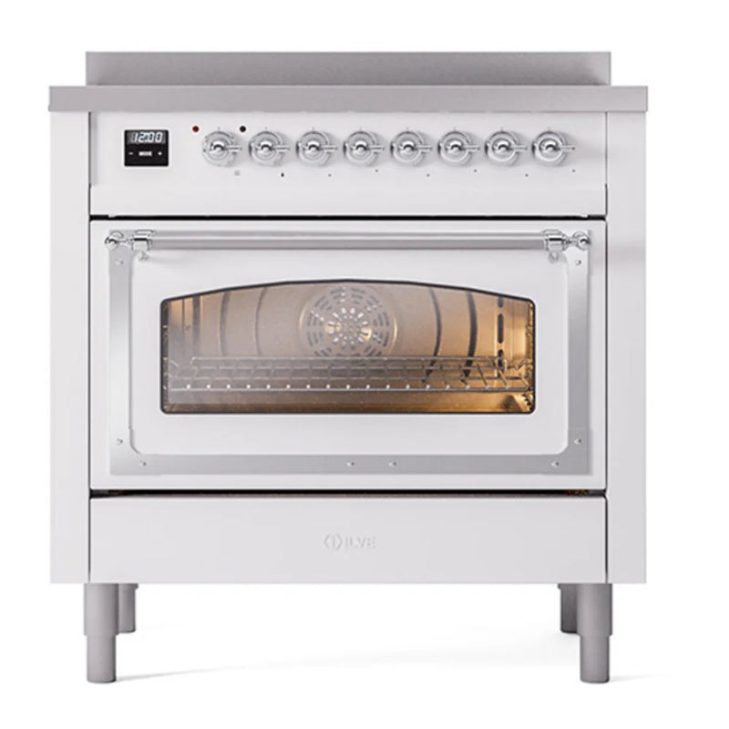 ILVE Nostalgie II Noblesse 36" Induction Freestanding Range in RAL Color with Chrome Trim, UNI366NMPRAC