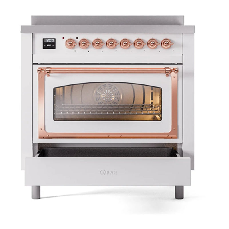 ILVE Nostalgie II Noblesse 36" Induction Freestanding Range in RAL Color with Copper Trim, UNI366NMPRAP