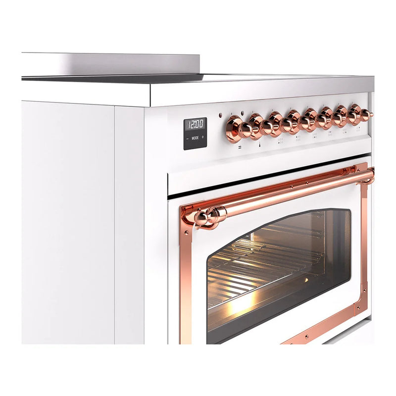 ILVE Nostalgie II Noblesse 36" Induction Freestanding Range in RAL Color with Copper Trim, UNI366NMPRAP