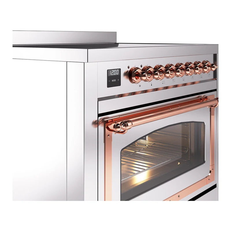 ILVE Nostalgie II Noblesse 36" Induction Freestanding Range in Stainless Steel with Copper Trim, UNI366NMPSSP