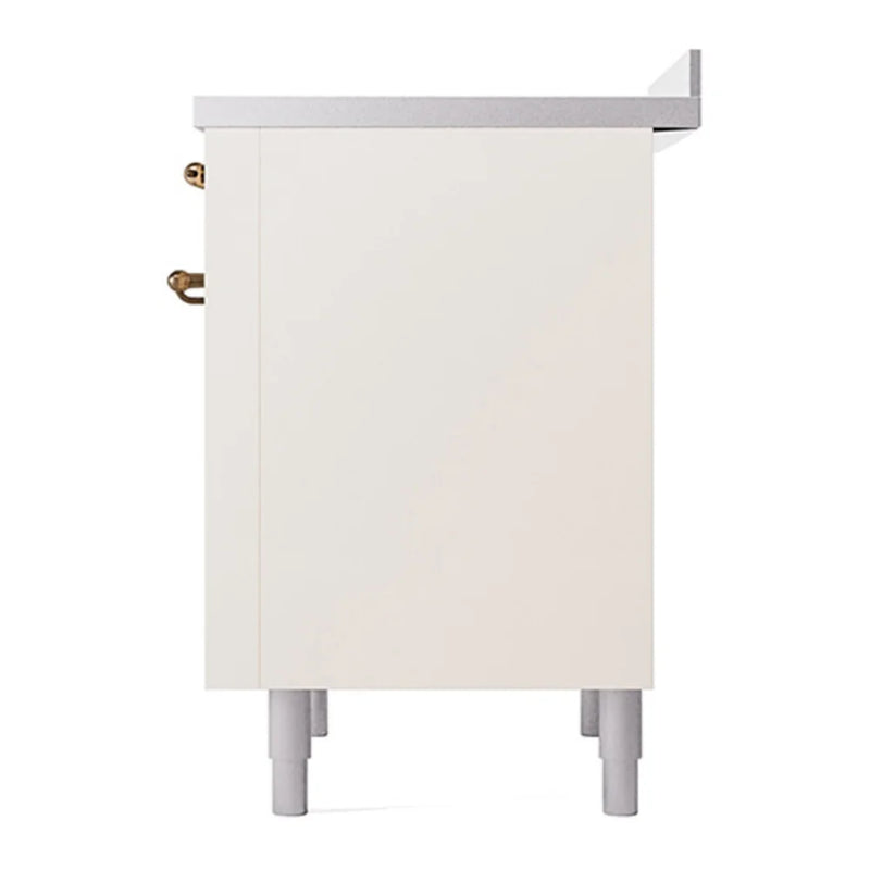 ILVE Nostalgie II Noblesse 36" Induction Freestanding Range in Antique White with Burnished Trim, UNI366QNMPAWB
