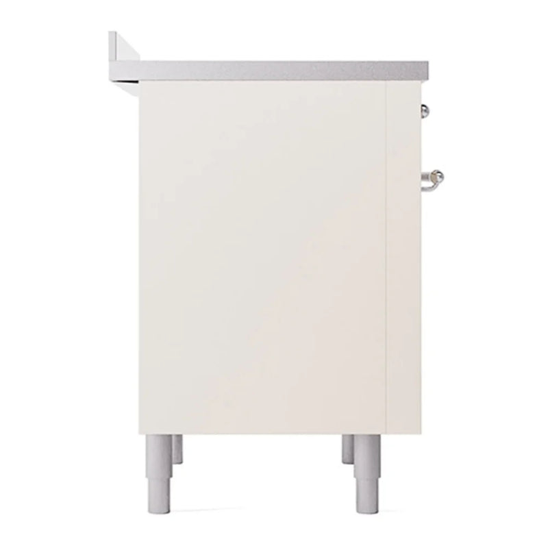 ILVE Nostalgie II Noblesse 36" Induction Freestanding Range in Antique White with Chrome Trim, UNI366QNMPAWC