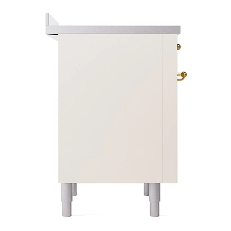 ILVE Nostalgie II Noblesse 36" Induction Freestanding Range in Antique White with Brass Trim, UNI366QNMPAWG