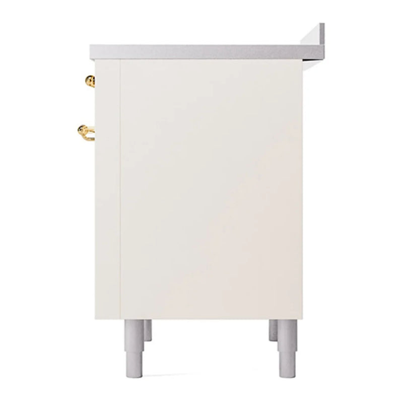 ILVE Nostalgie II Noblesse 36" Induction Freestanding Range in Antique White with Brass Trim, UNI366QNMPAWG