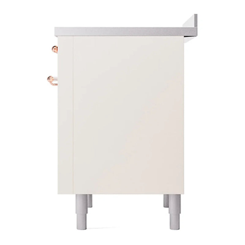 ILVE Nostalgie II Noblesse 36" Induction Freestanding Range in Antique White with Copper Trim, UNI366QNMPAWP