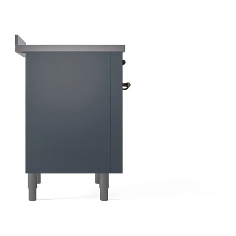 ILVE Nostalgie II Noblesse 36" Induction Freestanding Range in Blue Grey with Burnished Trim, UNI366QNMPBGB