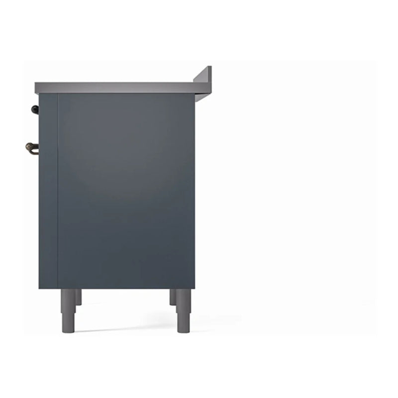 ILVE Nostalgie II Noblesse 36" Induction Freestanding Range in Blue Grey with Burnished Trim, UNI366QNMPBGB