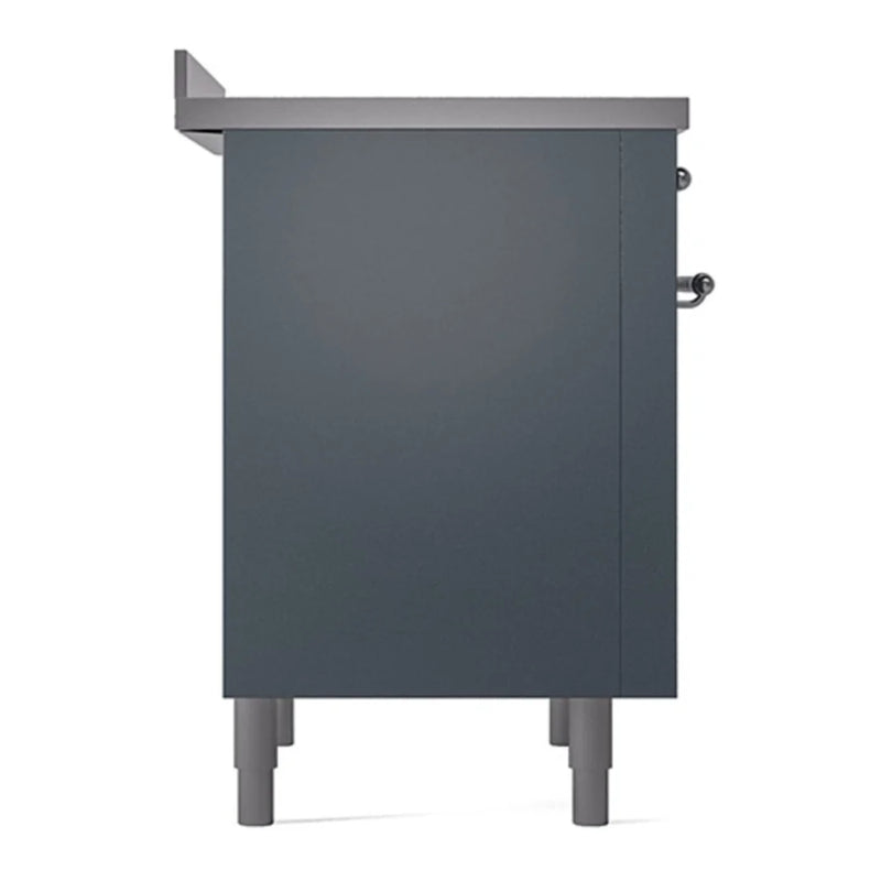 ILVE Nostalgie II Noblesse 36" Induction Freestanding Range in Blue Grey with Chrome Trim, UNI366QNMPBGC
