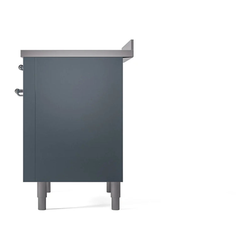 ILVE Nostalgie II Noblesse 36" Induction Freestanding Range in Blue Grey with Chrome Trim, UNI366QNMPBGC