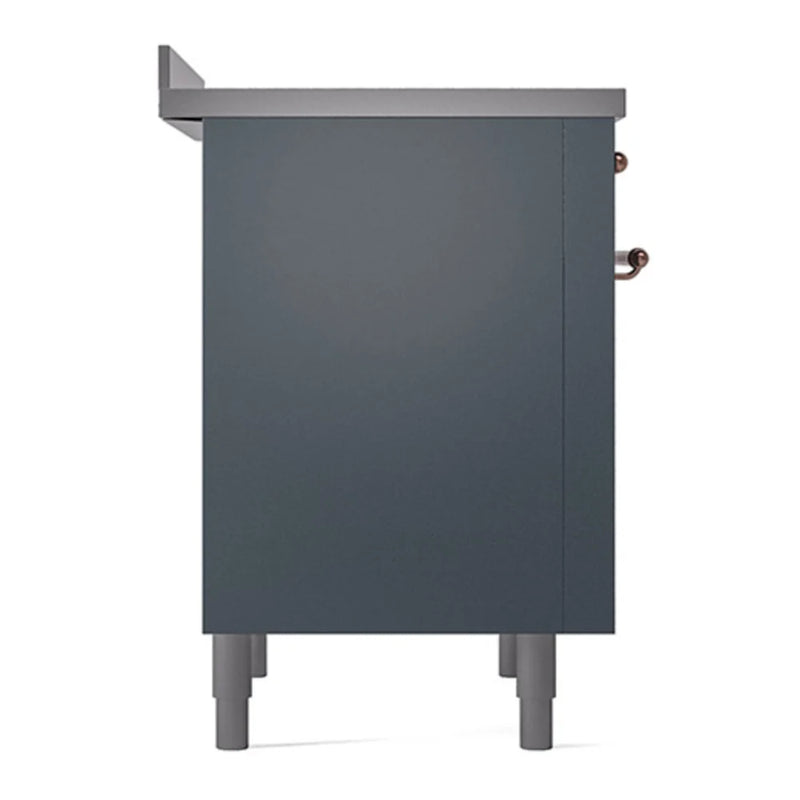 ILVE Nostalgie II Noblesse 36" Induction Freestanding Range in Blue Grey with Copper Trim, UNI366QNMPBGP