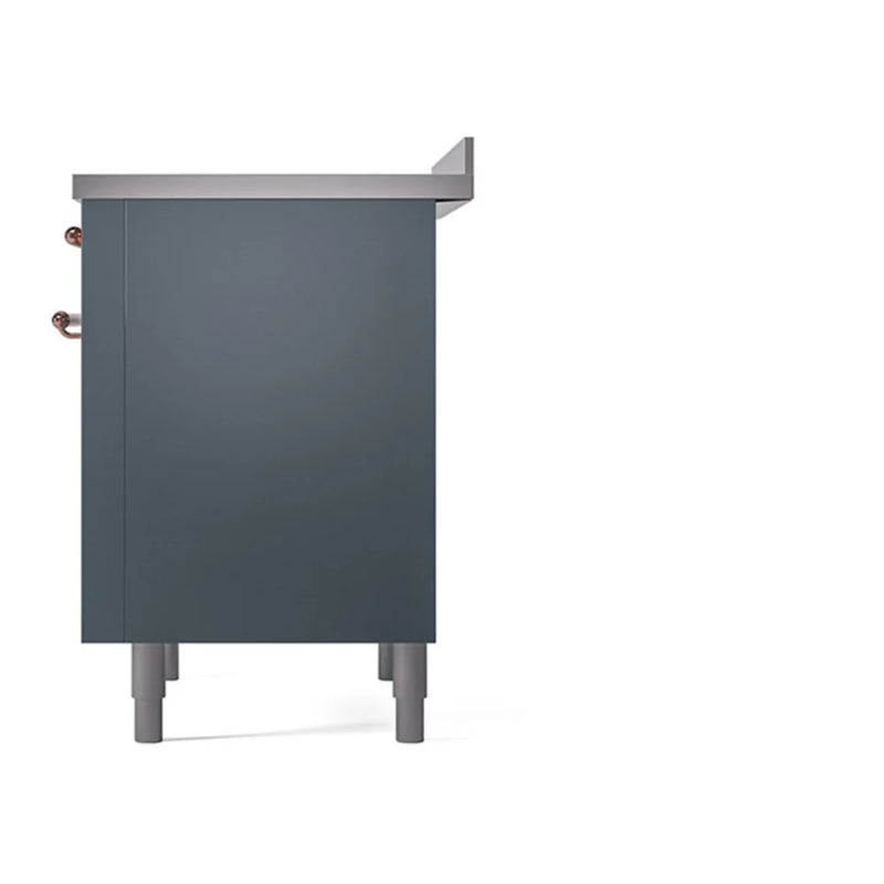ILVE Nostalgie II Noblesse 36" Induction Freestanding Range in Blue Grey with Copper Trim, UNI366QNMPBGP