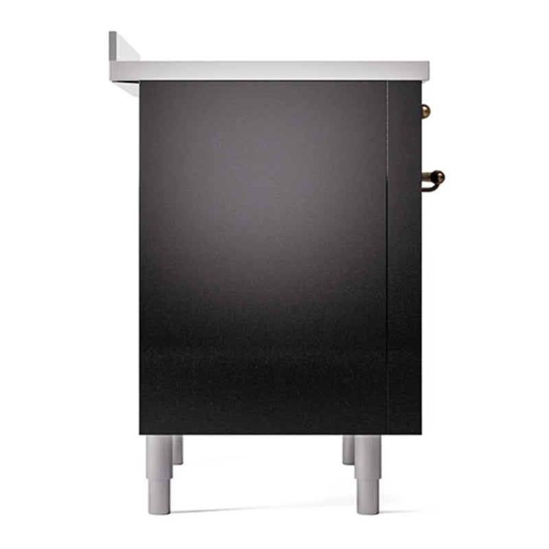 ILVE Nostalgie II Noblesse 36" Induction Freestanding Range in Glossy Black with Burnished Trim, UNI366QNMPBKB