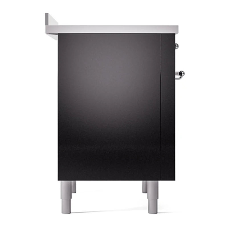 ILVE Nostalgie II Noblesse 36" Induction Freestanding Range in Glossy Black with Chrome Trim, UNI366QNMPBKC
