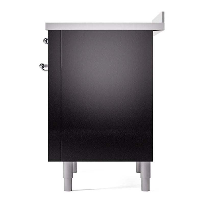 ILVE Nostalgie II Noblesse 36" Induction Freestanding Range in Glossy Black with Chrome Trim, UNI366QNMPBKC