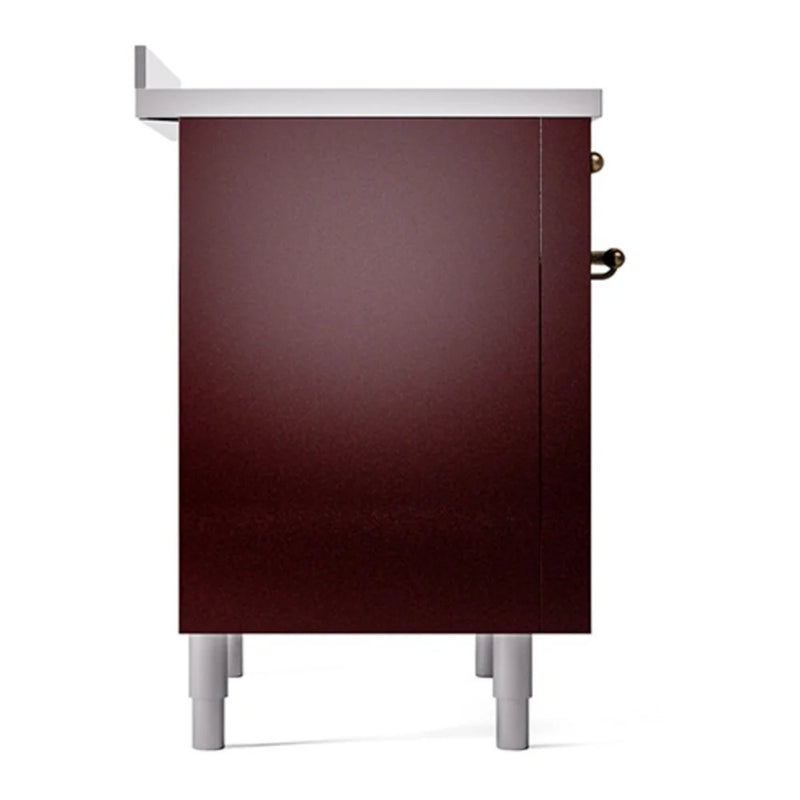 ILVE Nostalgie II Noblesse 36" Induction Freestanding Range in Burgundy with Burnished Trim, UNI366QNMPBUB