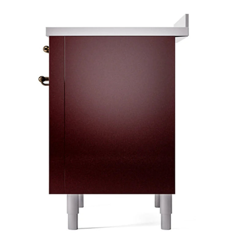ILVE Nostalgie II Noblesse 36" Induction Freestanding Range in Burgundy with Burnished Trim, UNI366QNMPBUB