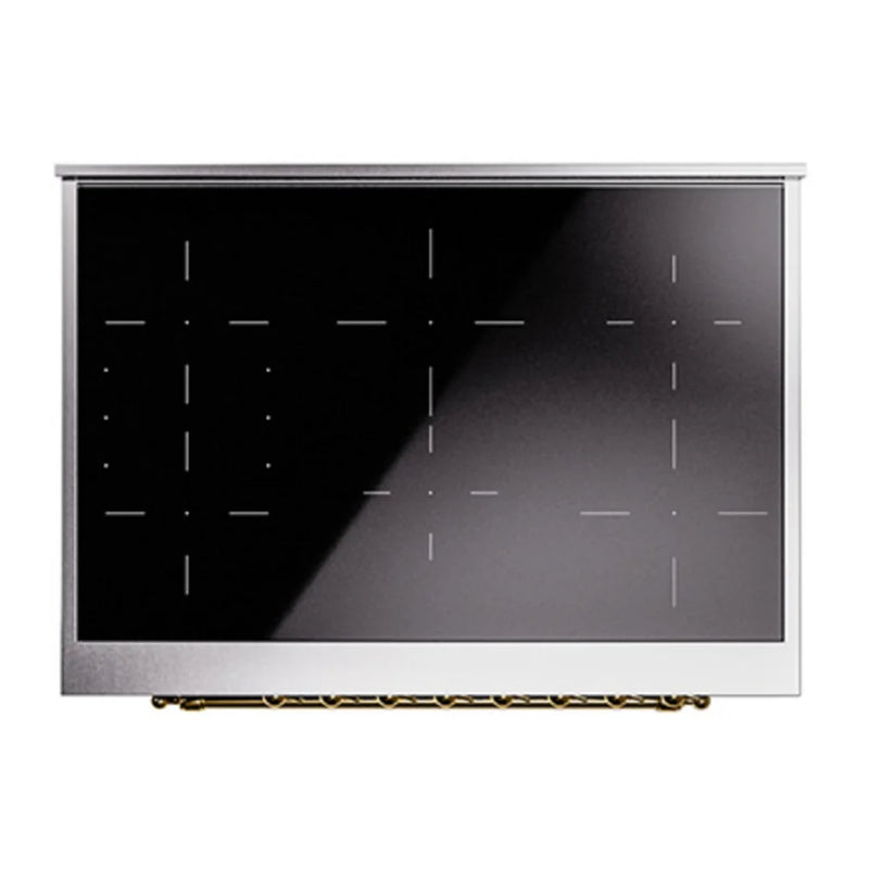 ILVE Nostalgie II Noblesse 36" Induction Freestanding Range in Burgundy with Brass Trim, UNI366QNMPBUG