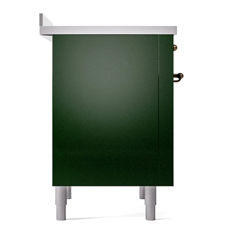 ILVE Nostalgie II Noblesse 36" Induction Freestanding Range in Emerald Green with Burnished Trim, UNI366QNMPEGB