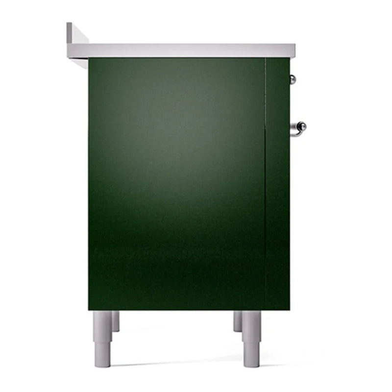 ILVE Nostalgie II Noblesse 36" Induction Freestanding Range in Emerald Green with Chrome Trim, UNI366QNMPEGC