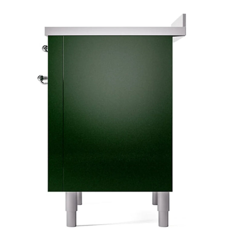 ILVE Nostalgie II Noblesse 36" Induction Freestanding Range in Emerald Green with Chrome Trim, UNI366QNMPEGC