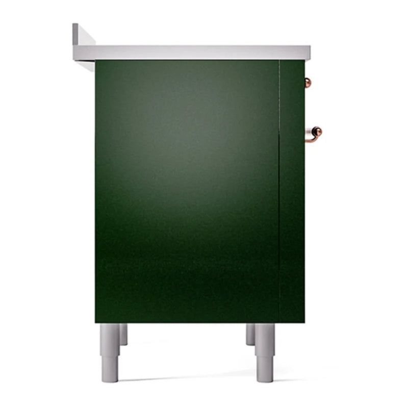 ILVE Nostalgie II Noblesse 36" Induction Freestanding Range in Emerald Green with Copper Trim, UNI366QNMPEGP