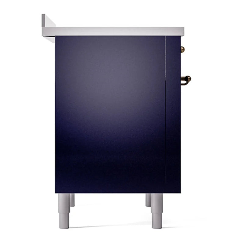 ILVE Nostalgie II Noblesse 36" Induction Freestanding Range in Midnight Blue with Burnished Trim, UNI366QNMPMBB