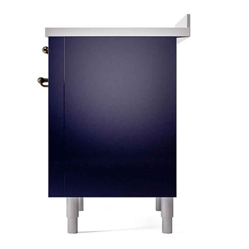ILVE Nostalgie II Noblesse 36" Induction Freestanding Range in Midnight Blue with Burnished Trim, UNI366QNMPMBB