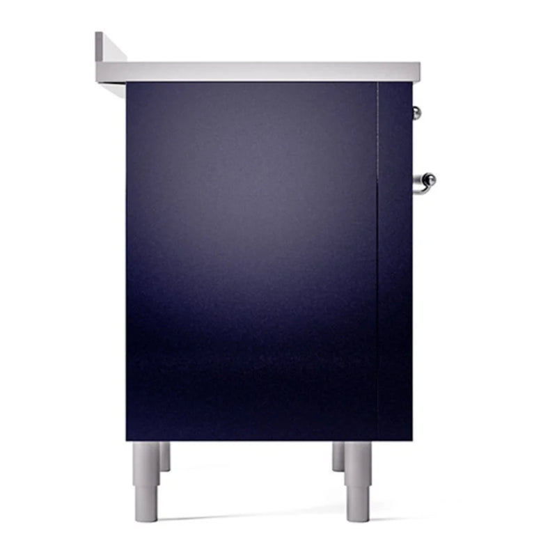ILVE Nostalgie II Noblesse 36" Induction Freestanding Range in Midnight Blue with Chrome Trim, UNI366QNMPMBC