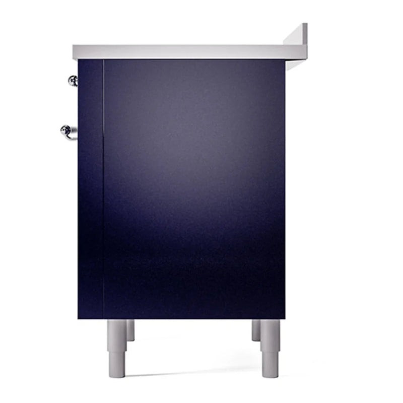 ILVE Nostalgie II Noblesse 36" Induction Freestanding Range in Midnight Blue with Chrome Trim, UNI366QNMPMBC