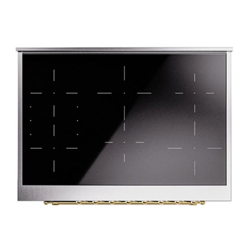 ILVE Nostalgie II Noblesse 36" Induction Freestanding Range in Midnight Blue with Brass Trim, UNI366QNMPMBG
