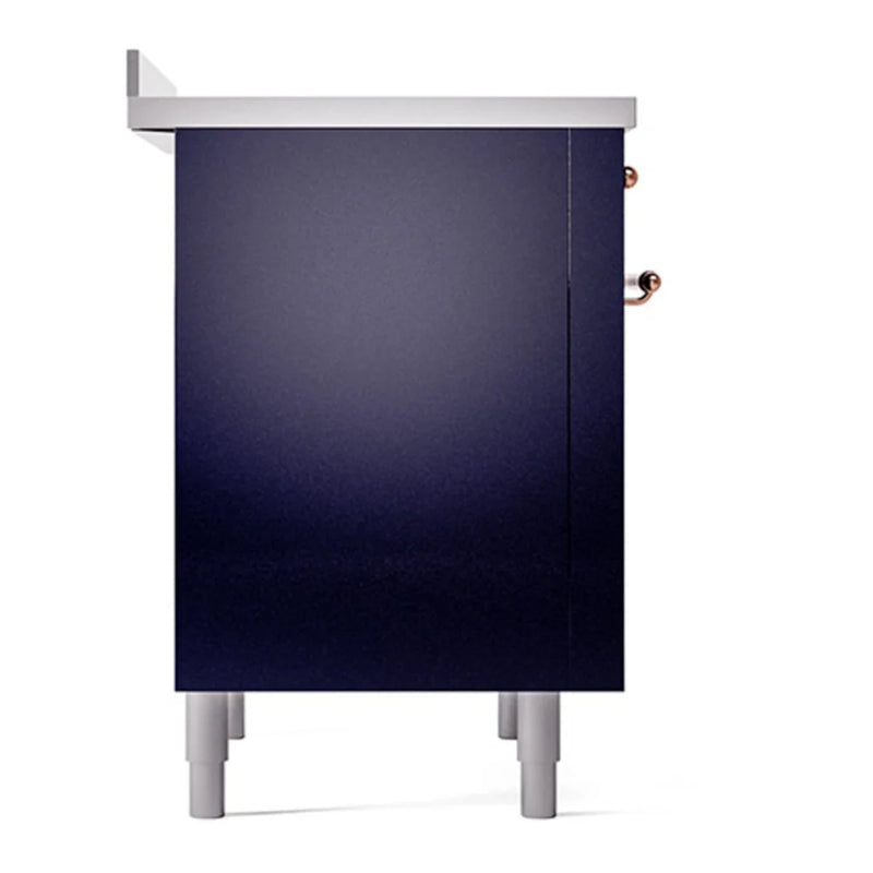 ILVE Nostalgie II Noblesse 36" Induction Freestanding Range in Midnight Blue with Copper Trim, UNI366QNMPMBP