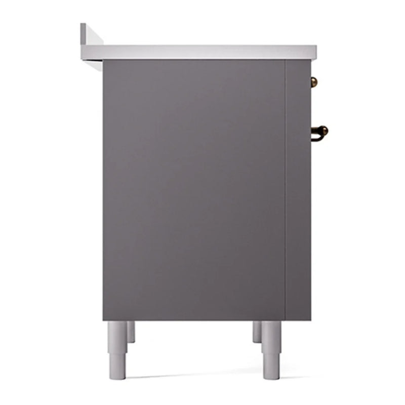 ILVE Nostalgie II Noblesse 36" Electric Freestanding Range in Graphite Matte with Burnished Trim, UNI366QNMPMGB