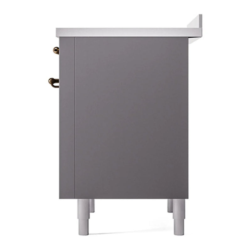 ILVE Nostalgie II Noblesse 36" Electric Freestanding Range in Graphite Matte with Burnished Trim, UNI366QNMPMGB