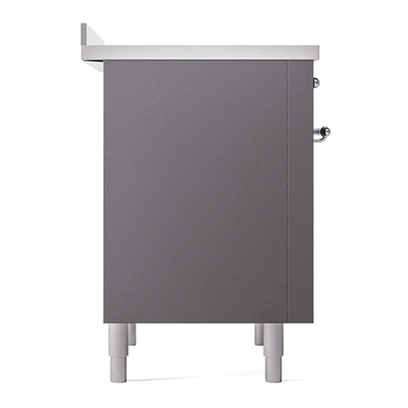 ILVE Nostalgie II Noblesse 36" Induction Freestanding Range in Graphite Matte with Chrome Trim, UNI366QNMPMGC
