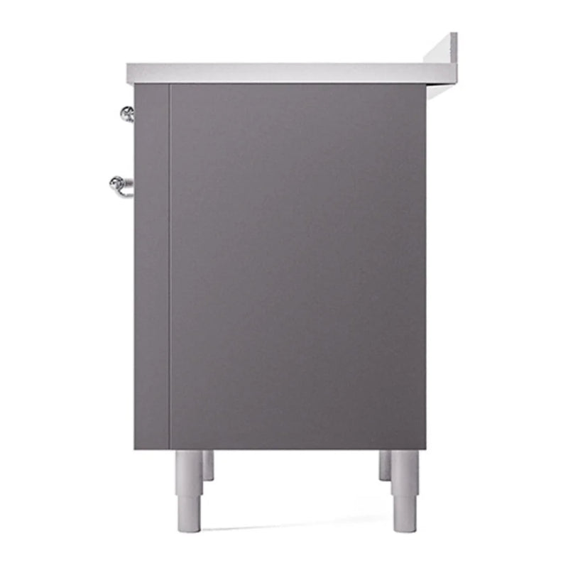 ILVE Nostalgie II Noblesse 36" Induction Freestanding Range in Graphite Matte with Chrome Trim, UNI366QNMPMGC